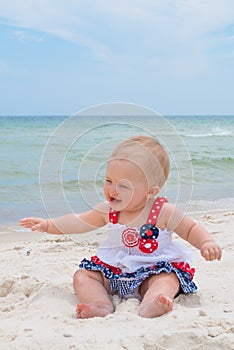 Patriotic Baby Girl at the Beach
