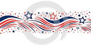 Patriotic banner red and blue stripes with stars. for American holiday. Vector illustration