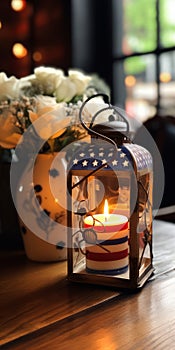 Patriotic Candle Lantern Decoration For Memorial Day