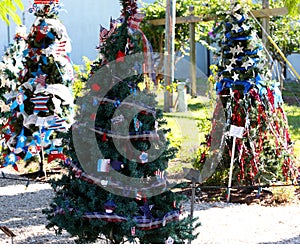 Patriotic christmas tree in fort Myers, Florida, usa