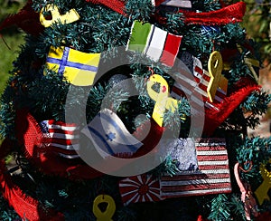 Patriotic christmas tree in fort Myers, Florida, usa