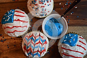 Patriotic cupcakes for July 4th celebration