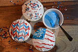 Patriotic cupcakes for July 4th celebration