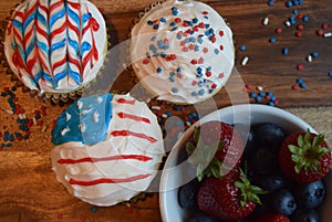Patriotic cupcakes for July 4th celebration