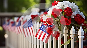 Patriotic decorations adorn home for Father\'s Day celebration.AI Generated