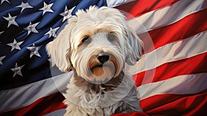 patriotic dog with usa flag