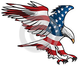 Patriotic Flying American Flag Eagle Vector Illustration photo