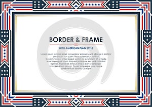 Patriotic frame border, with american flag style and color design