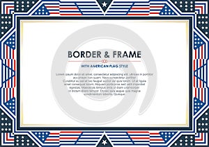 Patriotic frame border, with american flag style and color design