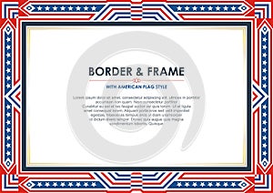 Patriotic frame border, with american flag style and color design