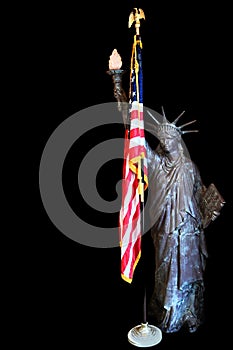 Patriotic image of the Flag of the United States and the Statue of Liberty - with room for text