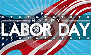 Patriotic Labor Day Banner with American Flag, Vector Illustration