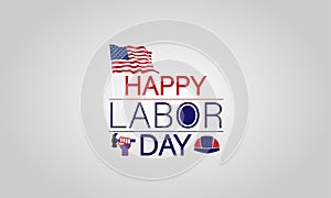 Patriotic Labor Day Greetings USA Flag in Text Illustration