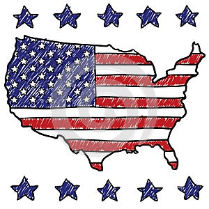 Patriotic map of the United States