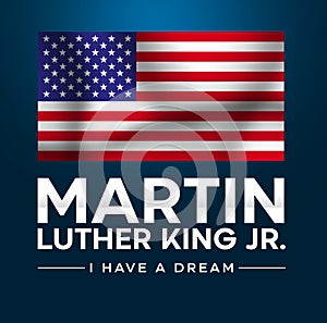 Patriotic Martin Luther King Jr. Day Abstract Background with Waving United States Flag. American patriotic backdrop
