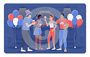 Patriotic party for Independence Day flat color vector illustration