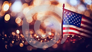 Patriotic Pride: American Flag with Bokeh Background - Generative AI