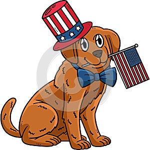 Patriotic Puppy Cartoon Colored Clipart