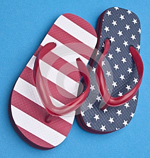 Patriotic Red White and Blue Flip Flop Sandals