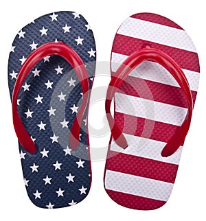 Patriotic Red White and Blue Flip Flop Sandals