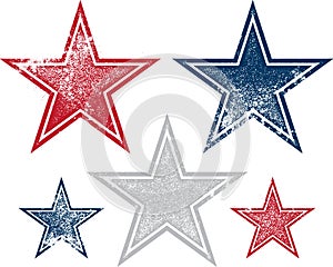 Patriotic Red White and Blue Grunge Stars
