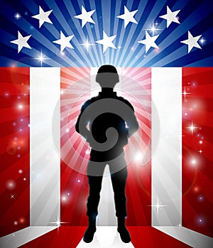 Patriotic Soldier American Flag Background photo