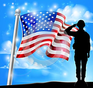 Patriotic Soldier Salute American Flag Background