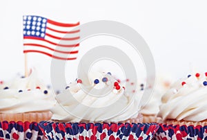 Patriotic 4th of July or Memorial Day celebration cupcakes