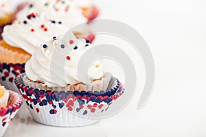 Patriotic 4th of July or Memorial Day celebration cupcakes