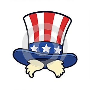 Patriotic Top Hat with Mustache Illustration