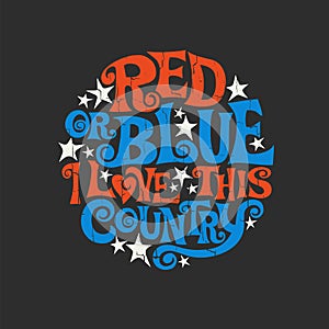 Patriotic typography designed to promote unity and fight divisiveness in the United States
