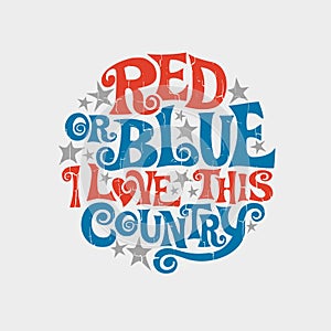 Patriotic typography designed to promote unity and fight divisiveness in the United States