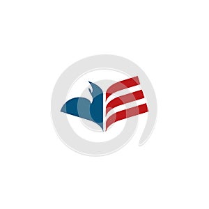 Patriotic United states Eagle in stripes flags logo design