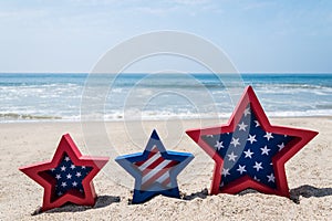 Patriotic USA background on the sandy beach