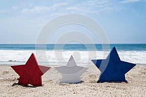 Patriotic USA background on the sandy beach photo