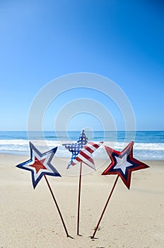 Patriotic USA background on the sandy beach