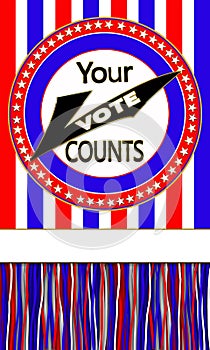 Large Round USA Voting Emblem,  with Your Vote Counts Text