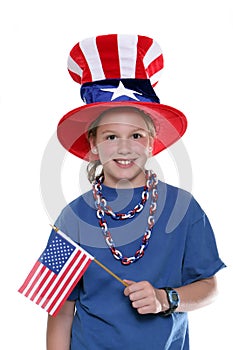 Patriotic Young Girl with Flag