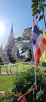 Patriotism meets cultural icon at one of Ayutthaya's most famous temples