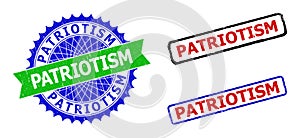 PATRIOTISM Rosette and Rectangle Bicolor Stamp Seals with Unclean Surfaces