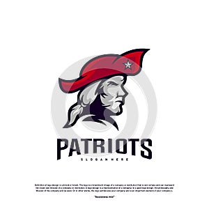 Patriots Logo Design Vector. Head Patriots Logo Design Template. Patriots Shield logo Concept