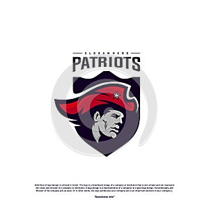 Patriots Logo Design Vector. Head Patriots Logo Design Template. Patriots Shield logo Concept