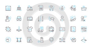 Patron care linear icons set. Support, Assistance, Guidance, Service, Care, Empathy, Concern line vector and concept