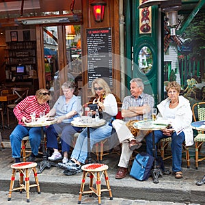 Patrons Relaxing at a Montmartre Cafe