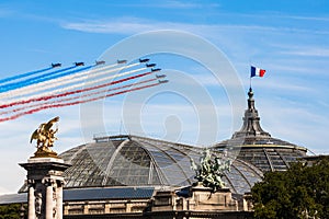 Patrouille de France in the sky of Paris for the Bastille Day 2017