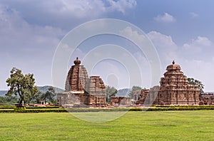 Pattadakal temple complex in wide park., Bagalakote, Karnataka, India