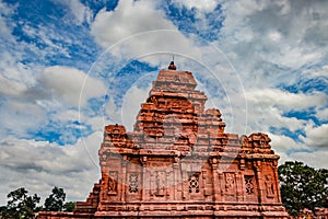 Pattadakal temple group of monuments breathtaking stone art from different angle with amazing sky