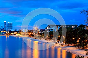 Pattaya Beach Chonburi Thailand at Blue hour after sunset