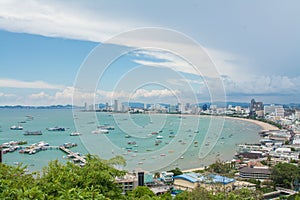 Pattaya beach and city aerial view , Chonburi, Thailand