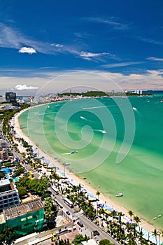 Pattaya beach and city bird eye view